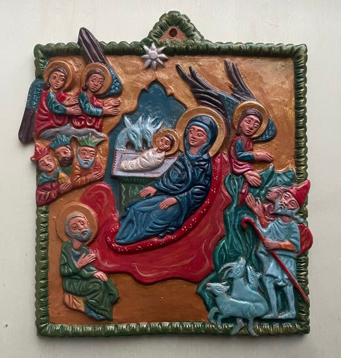 Terracotta bas-relief Nativity