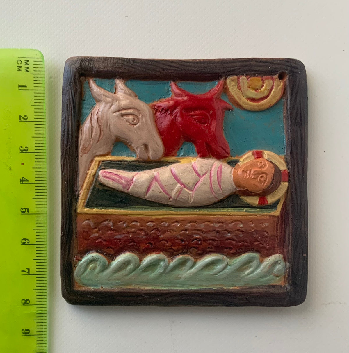 Nativity - tiny terracotta bas-relief