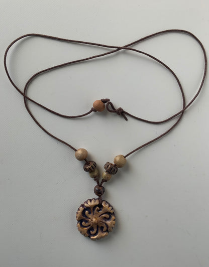 Terracotta necklace with Armenian motifes