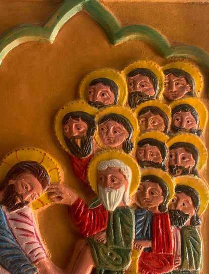 The Washing of the Feet — Armenian Terracotta Bas-Relief