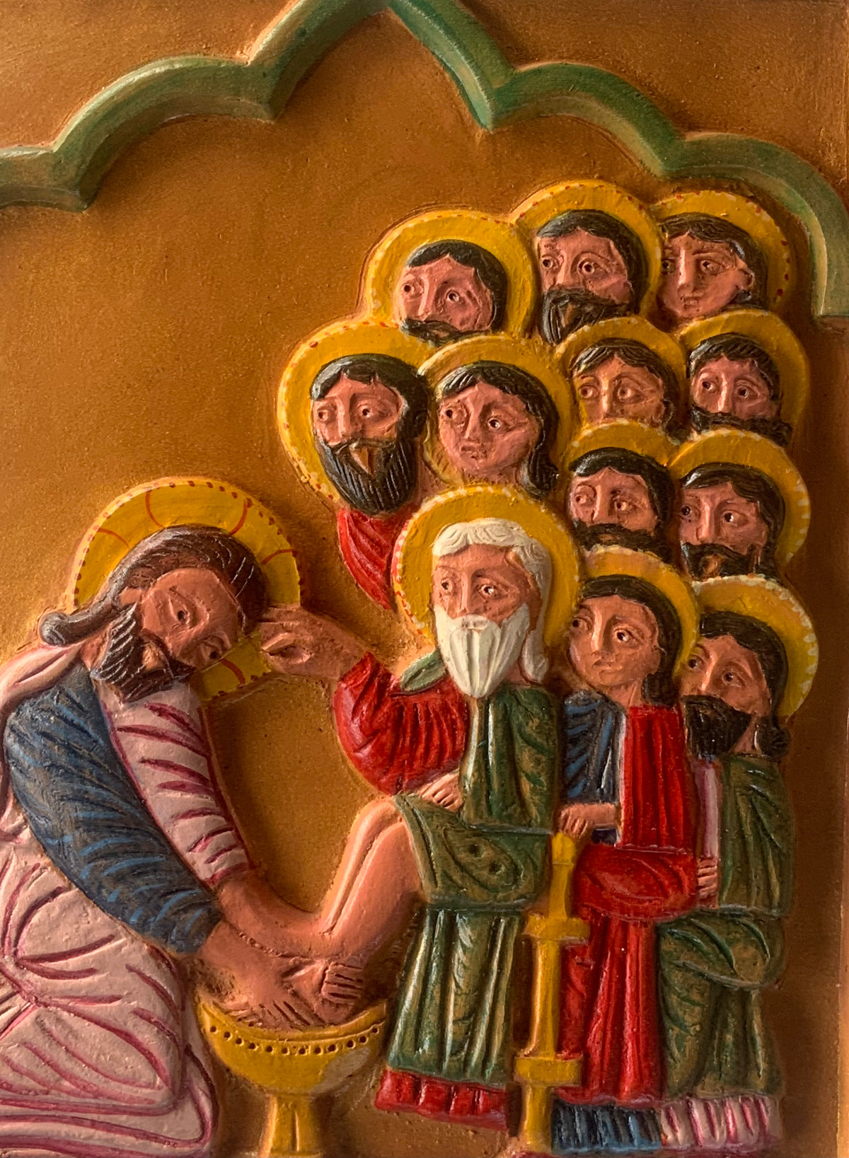 The Washing of the Feet — Armenian Terracotta Bas-Relief