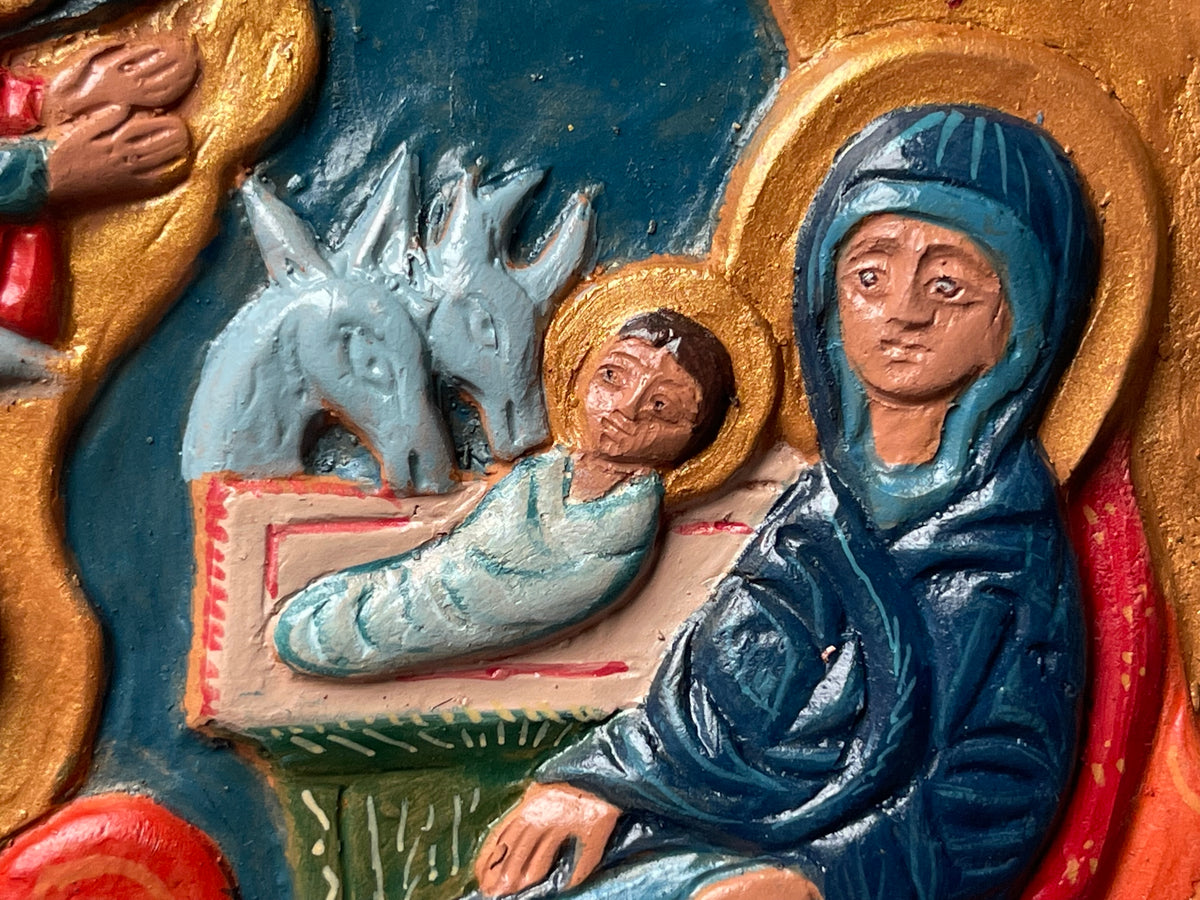 Terracotta bas-relief Nativity