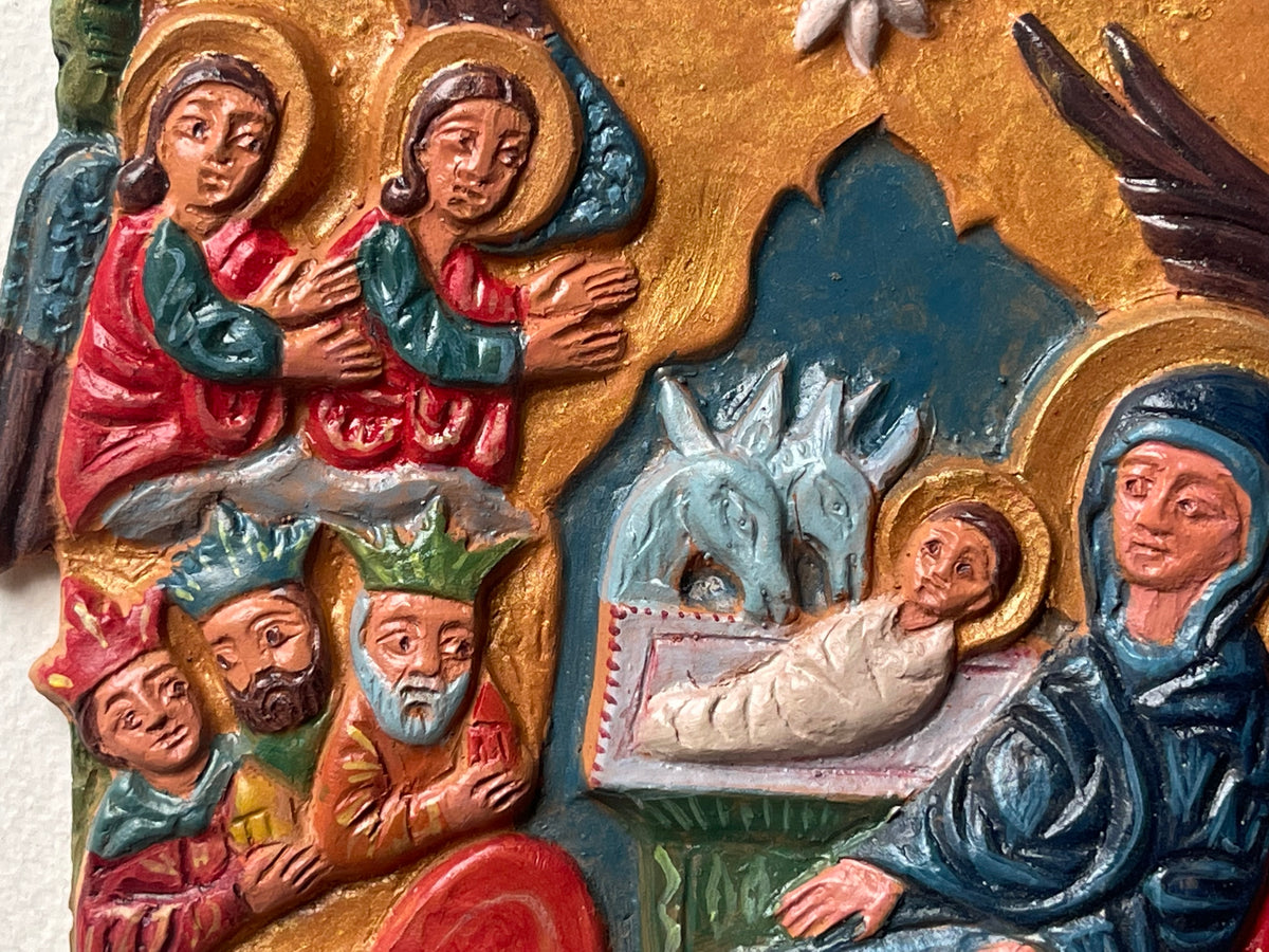 Terracotta bas-relief Nativity
