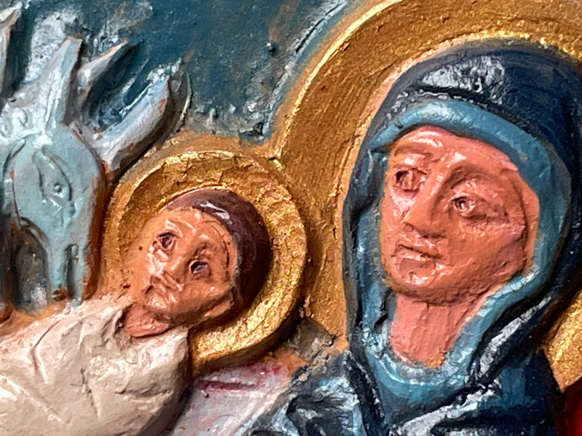 Terracotta bas-relief Nativity