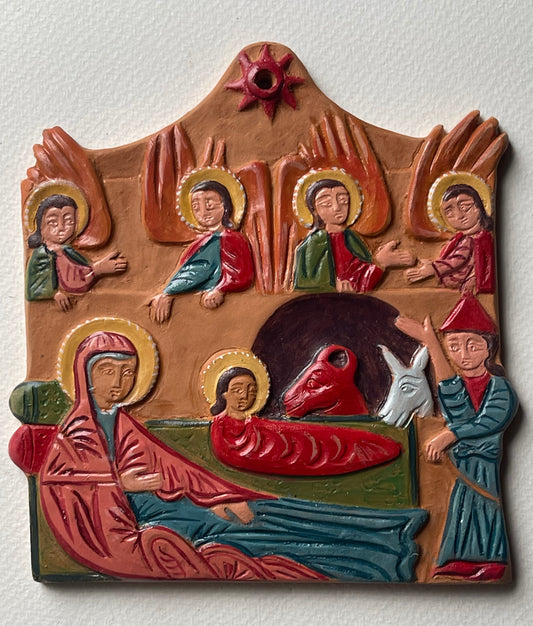 Terracotta bas-relief Nativity